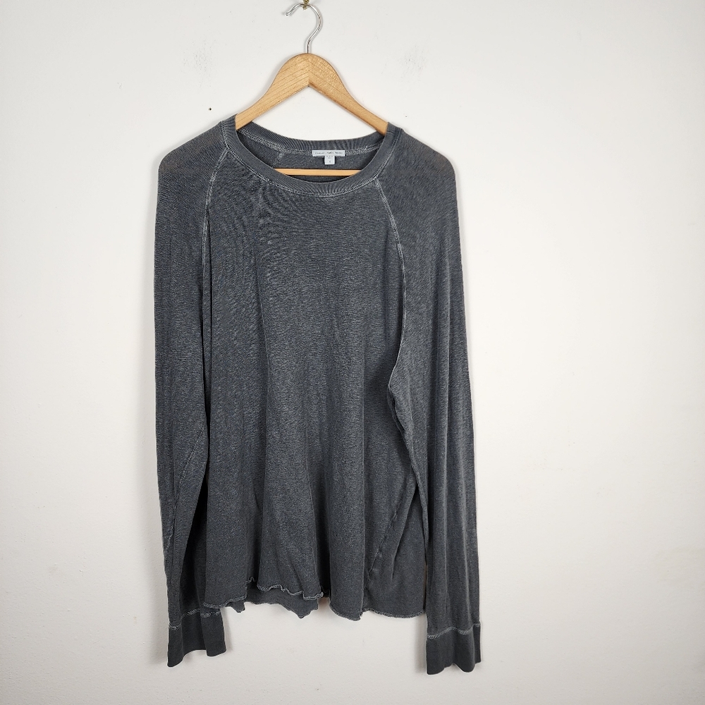 JAMES PERSE Crew Neck Cotton Made In USA Gray Long Sleeve Shirt Mens Size XL